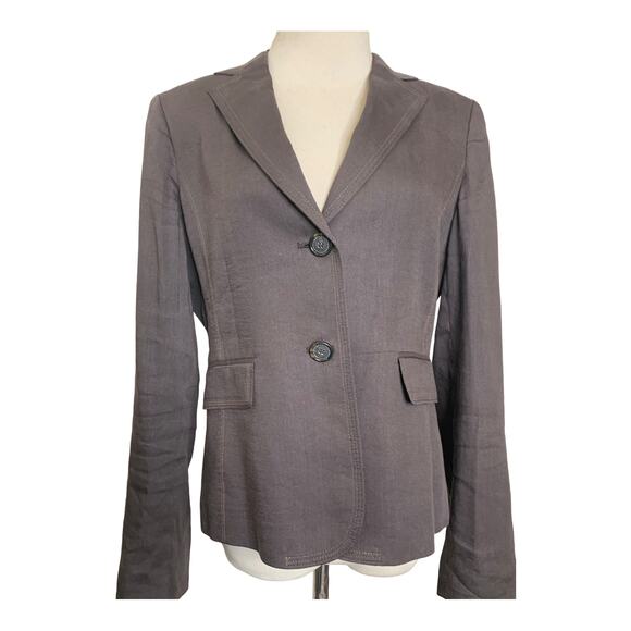 Alfani brown 2 buttoned stitched lapel detail casual blazer size 8P - Picture 6 of 8